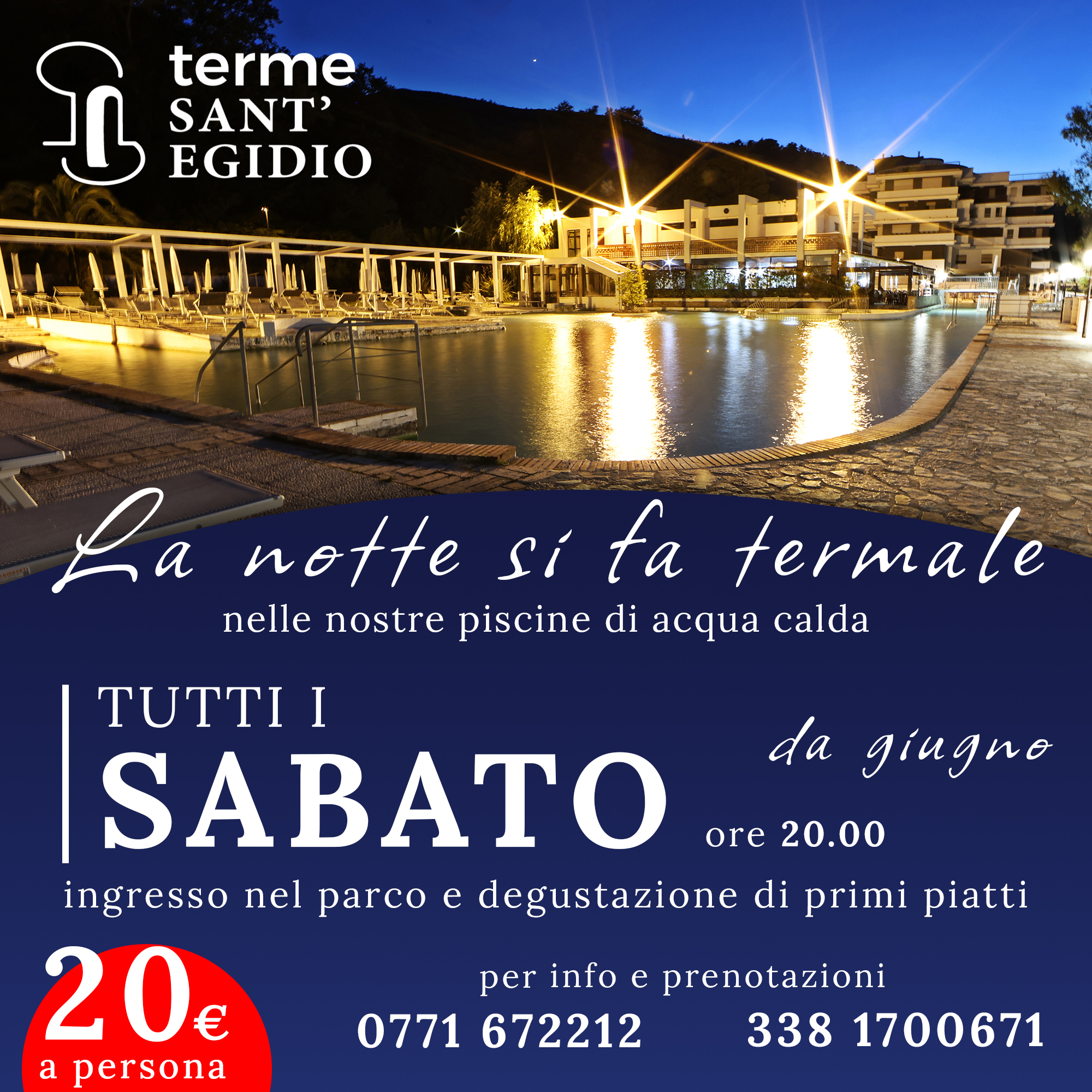 sabato sera alle terme di suio con degustazione di primi piatti