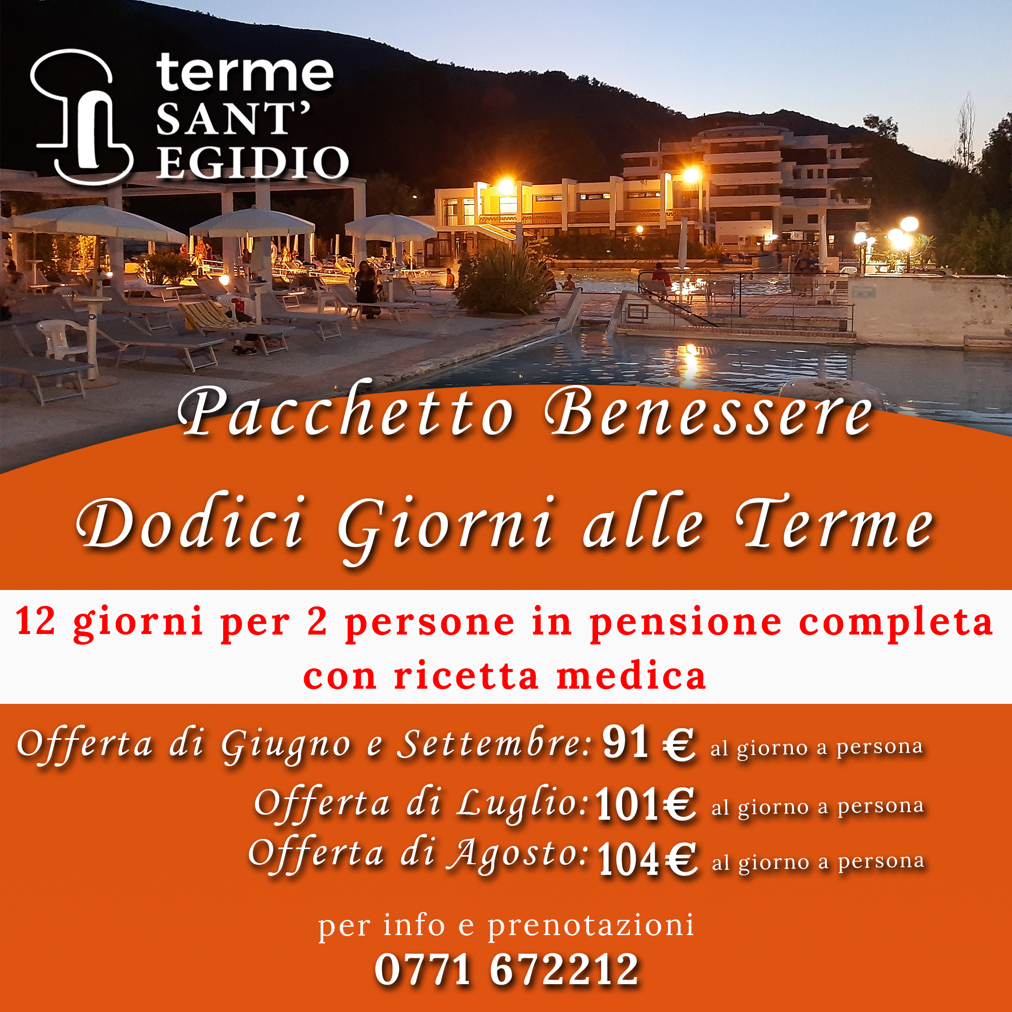 12 giorni pensione completa a Suio Terme