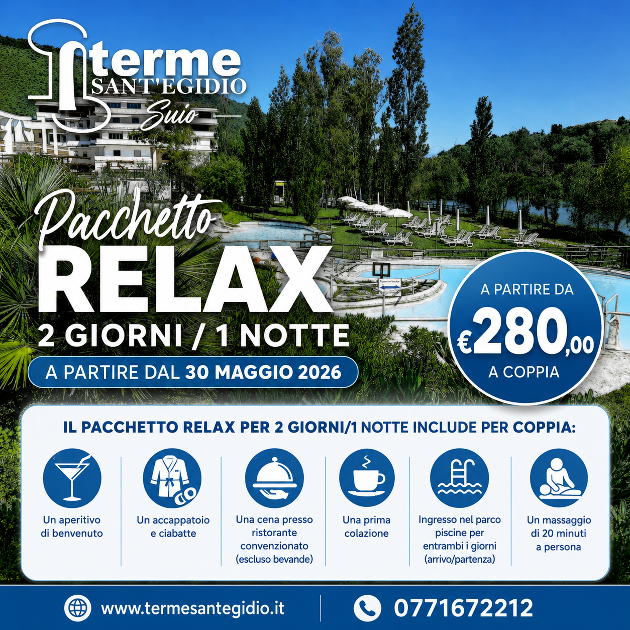 pacchetto relax 2 giorni 1 notte alle terme di suio