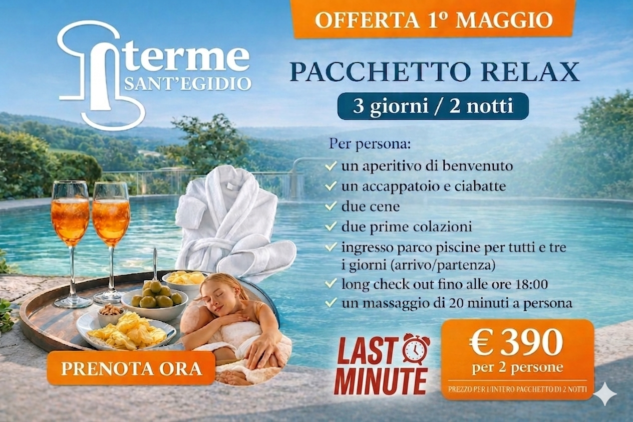 pacchetto relax 3giorni 2 notti primo maggio