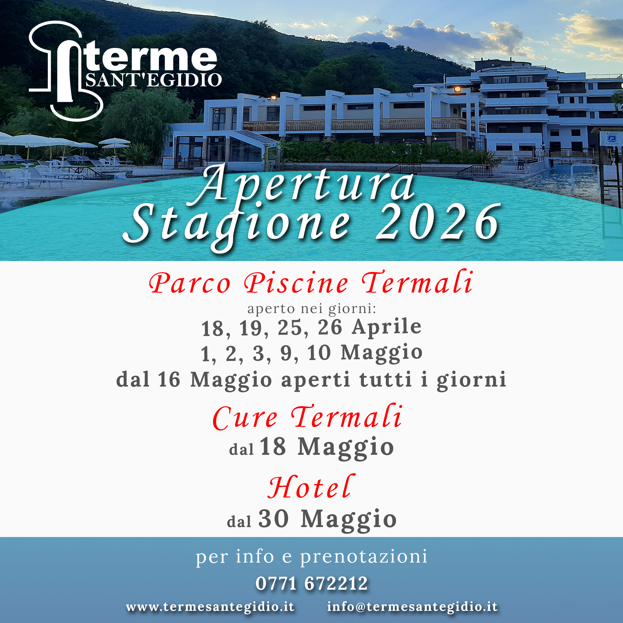 apertura terme sant'Egidio Suio