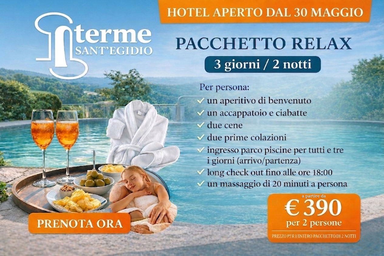 pacchetto relax 3giorni 2 notti alle terme Sant'Egidio di Suio